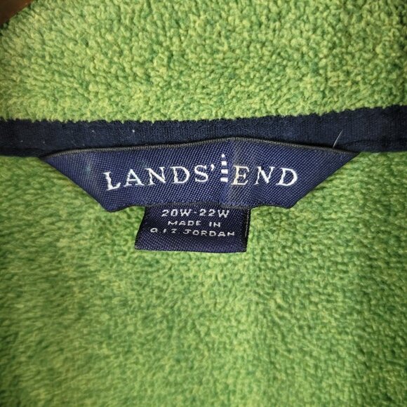 Lands End Fleece Jacket Plus Size 2X Full Zip Pockets Coat Mid Weight Green - Picture 6 of 8